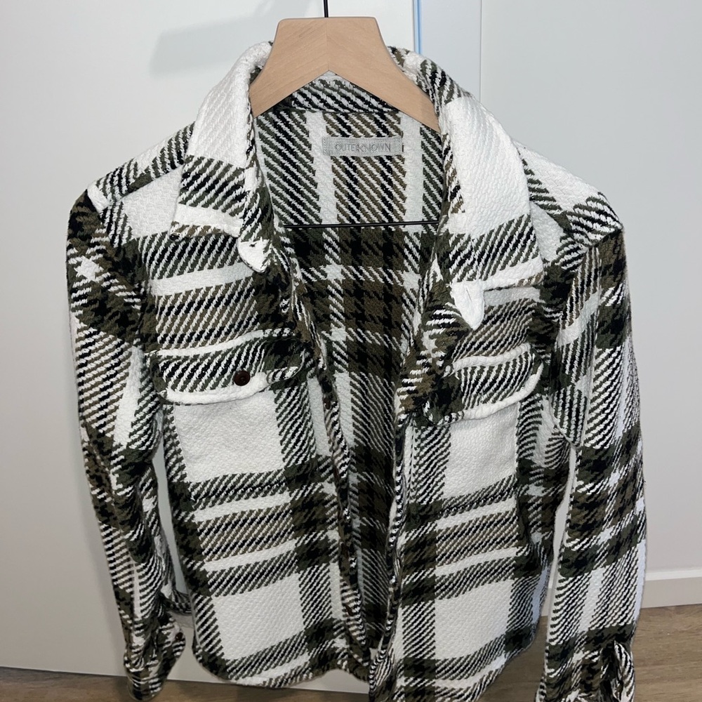 Outerknown Green and White Lightweight Shirt Jacket